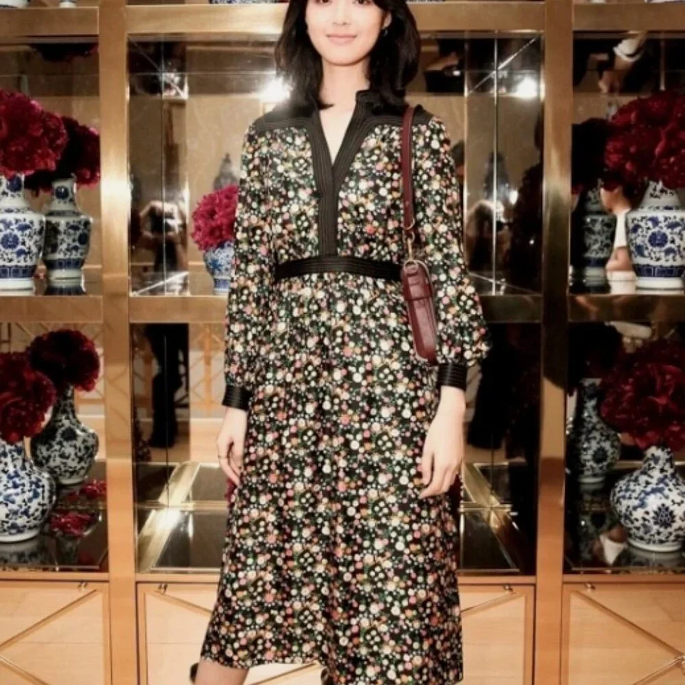NWOT Tory Burch Runway Fall Collect 2016 NY Floral Silk Midi Dress S $629